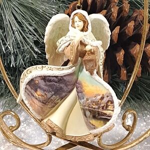 Thomas Kinkade Winter Angel of Light 2005 Brown Ornament Collection Silent Night